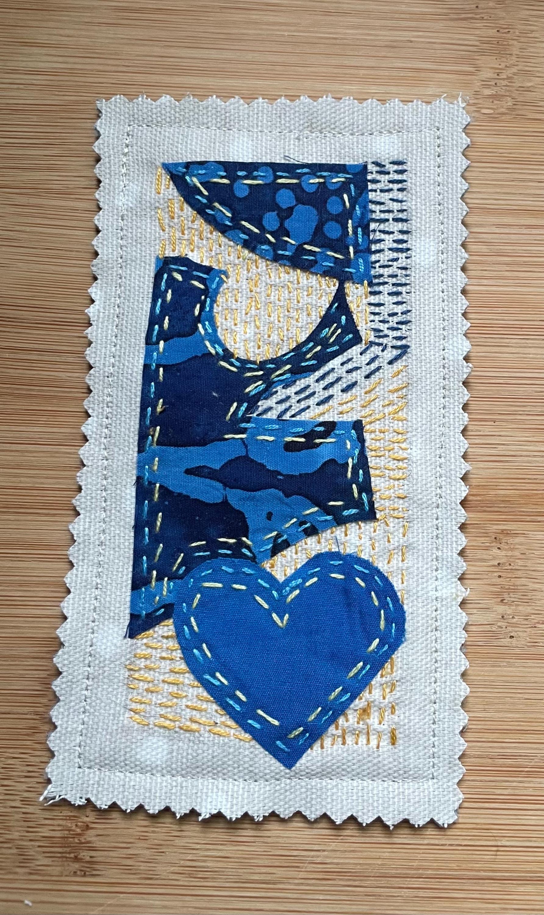 Slow Stitch Blue and Yellow Book Mark