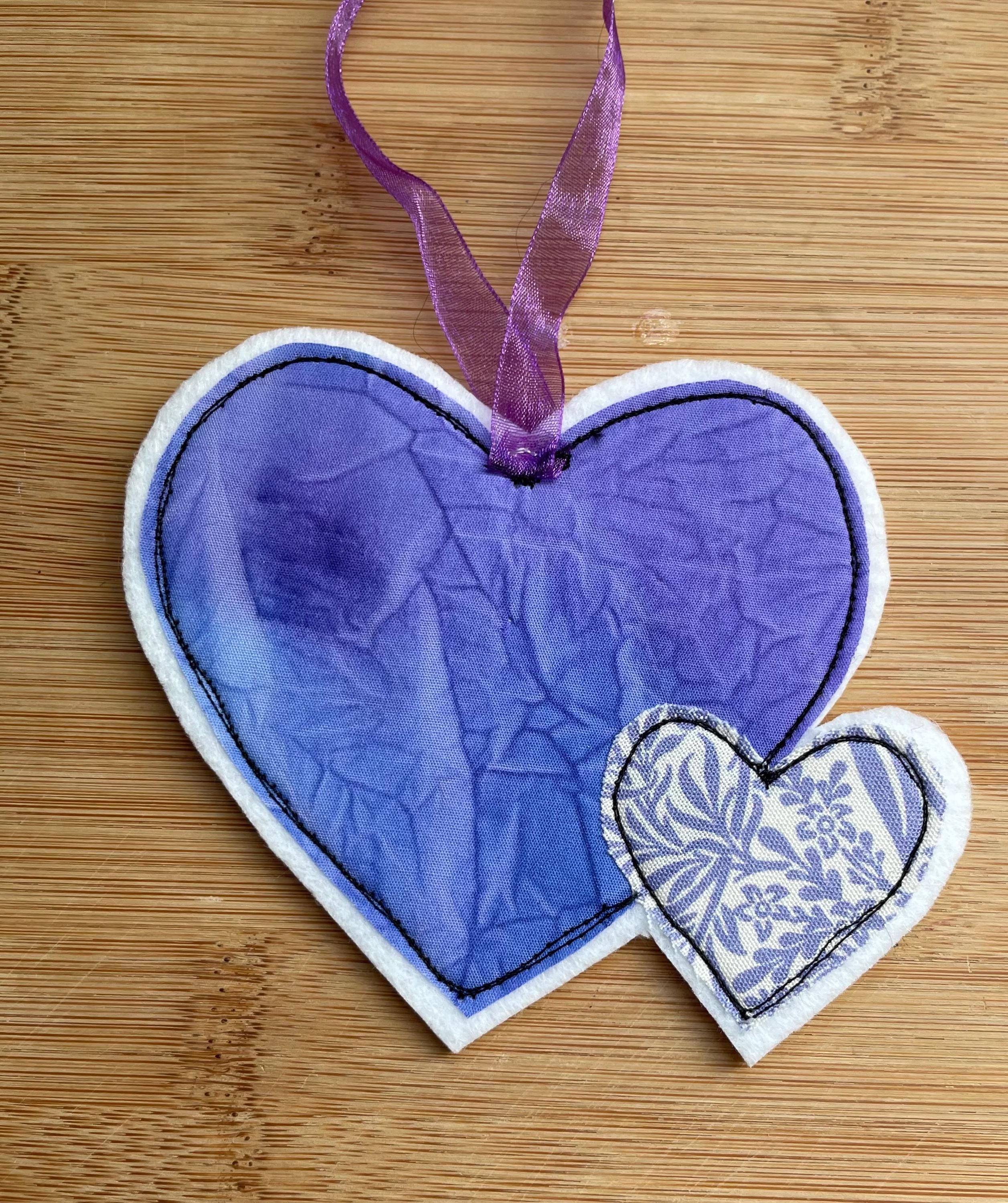 Mother & Child Double Heart Hanging Charm – Purple & Orange