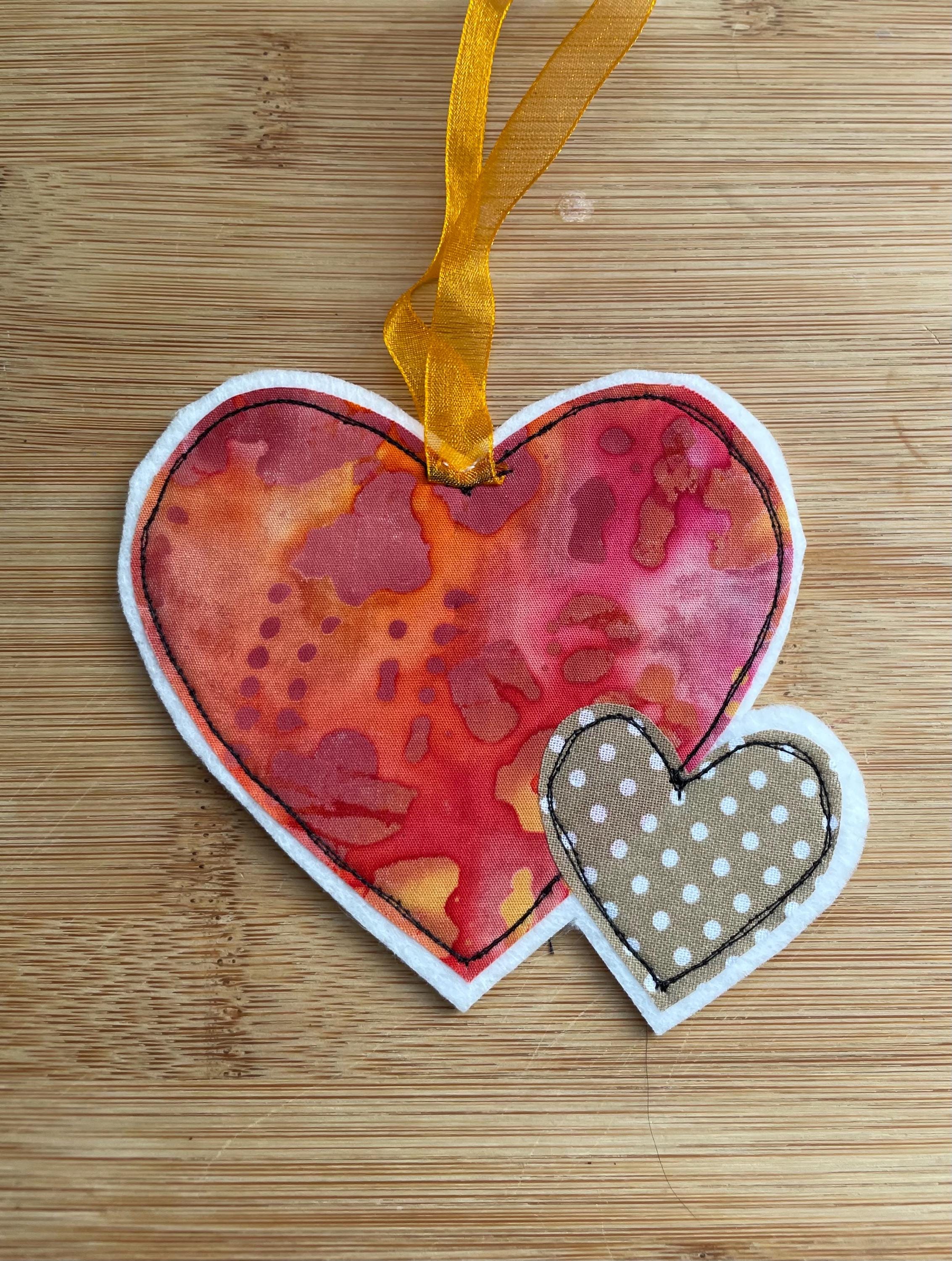 Mother & Child Double Heart Hanging Charm – Purple & Orange