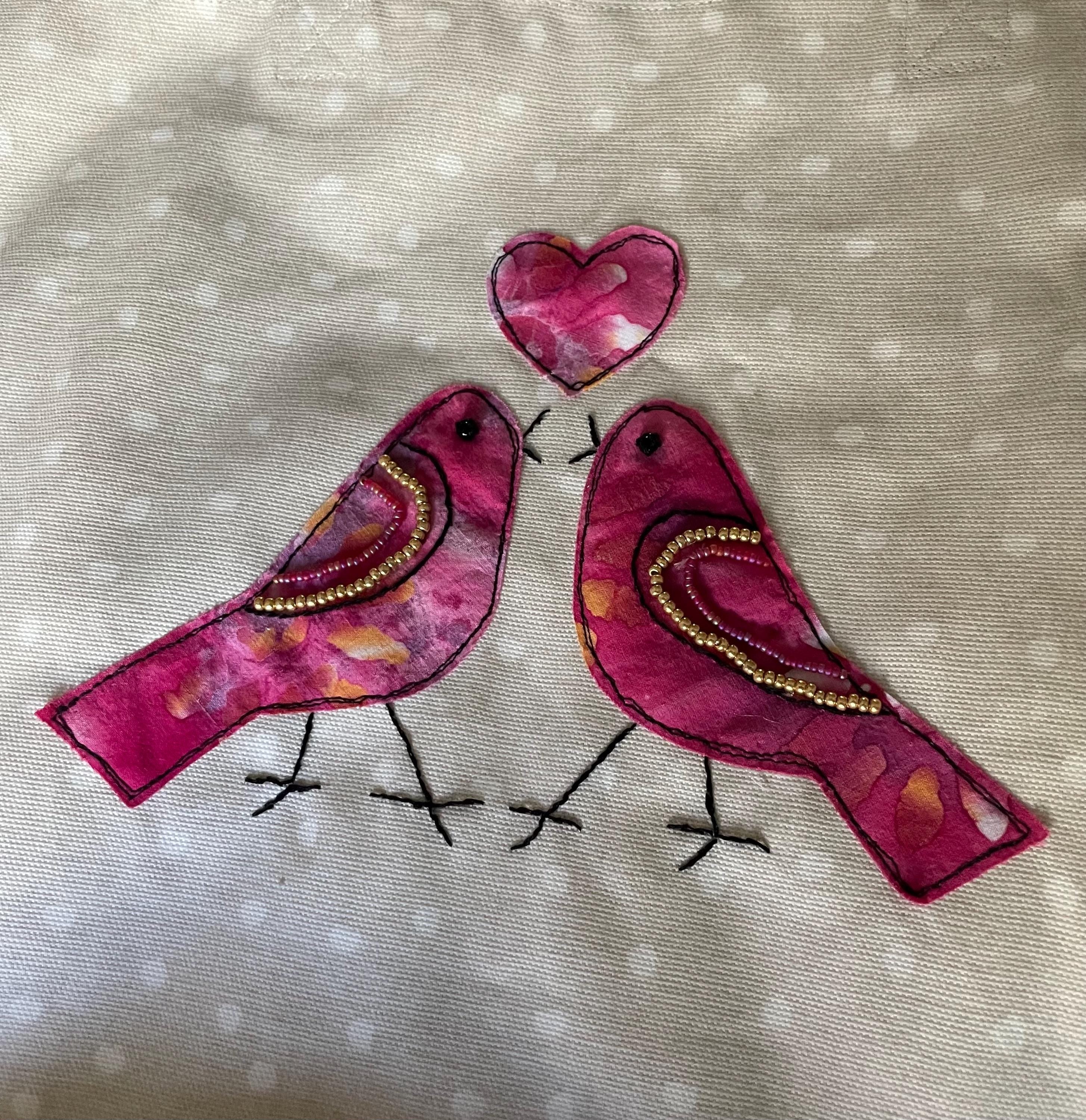 Two Pink Birds Shopping Tote