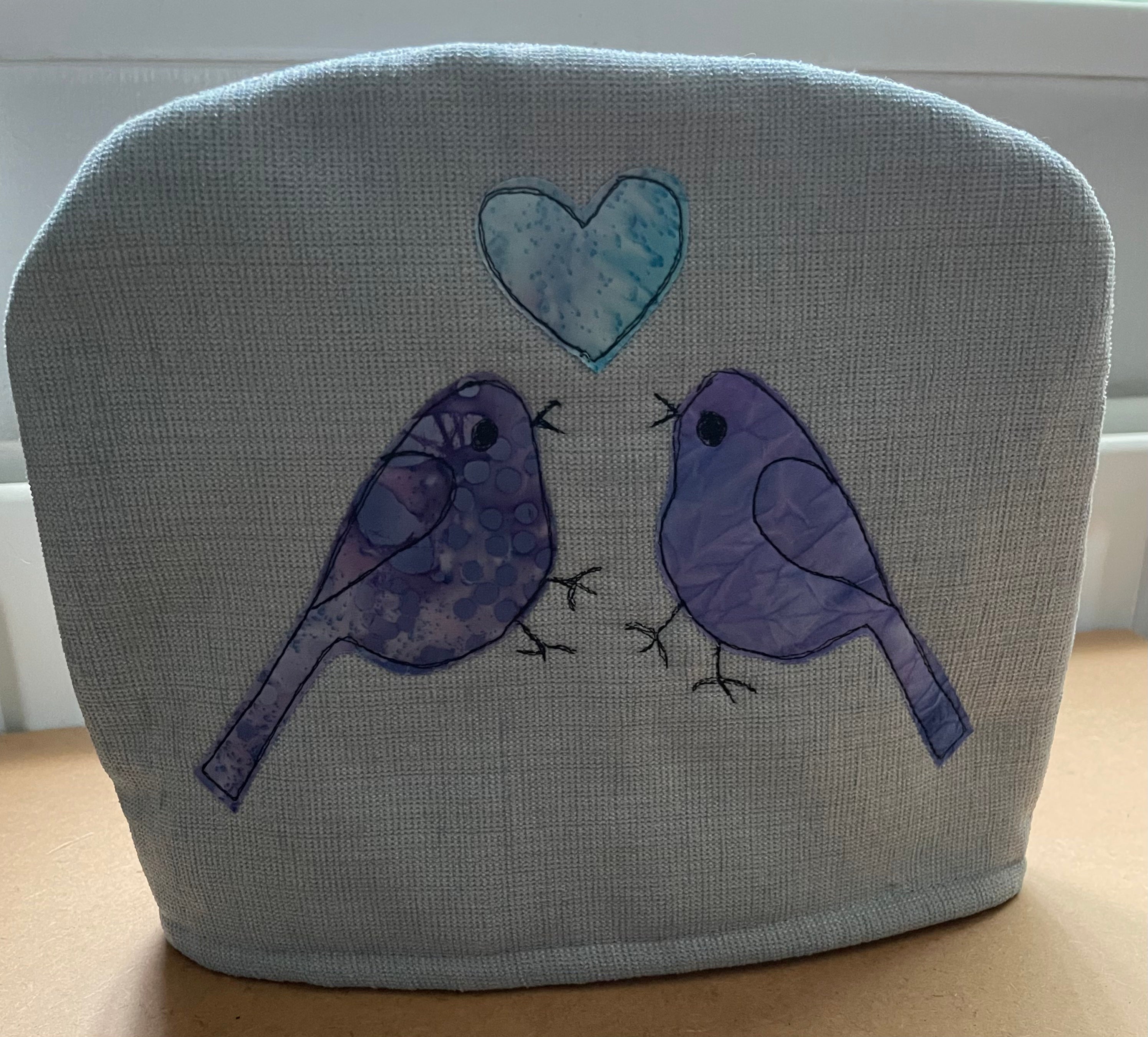 Blue Tea Cosy with Embroidered Birds – Slow-Made & Sustainable