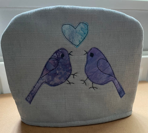 Blue Tea Cosy with Embroidered Birds – Slow-Made & Sustainable