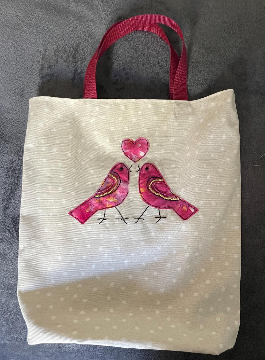 Two Pink Birds Shopping Tote