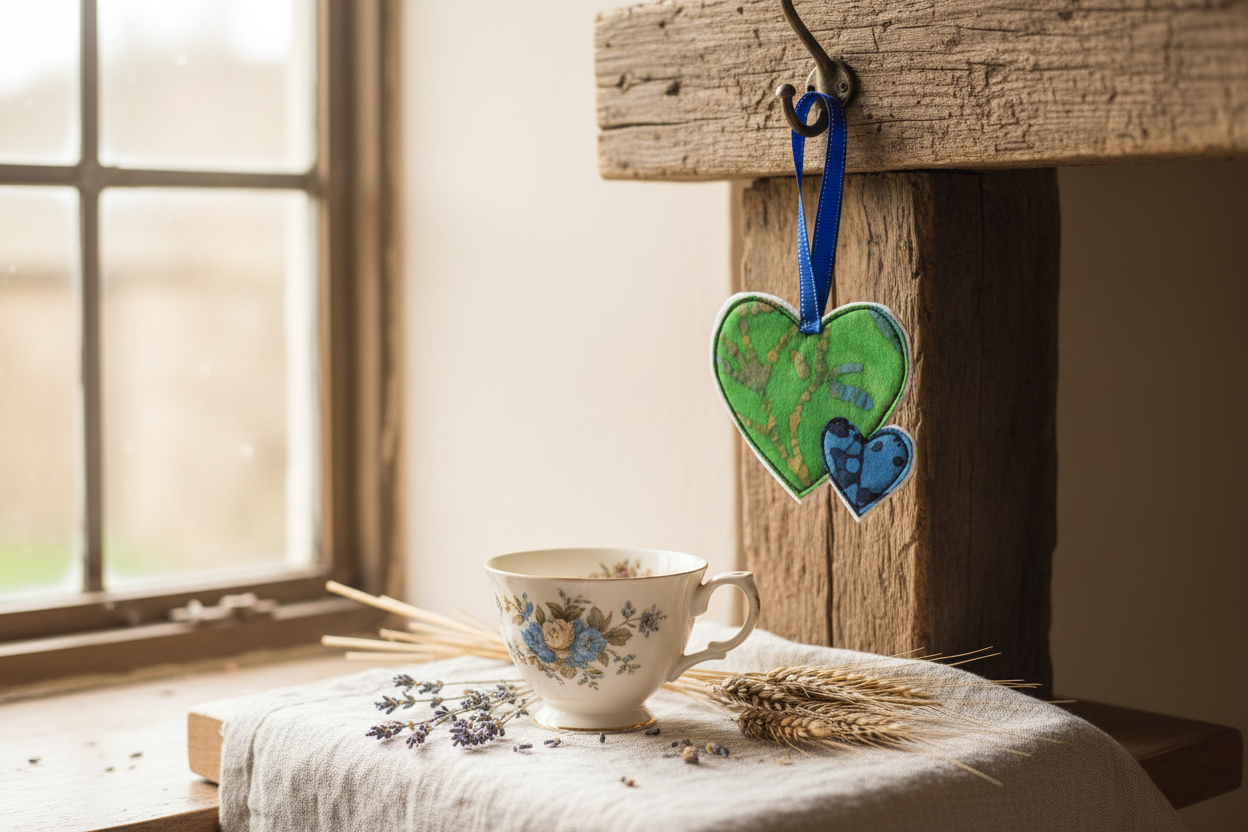 Mother and Child Double Heart Hanging Charm - Cosy Country Lifestyle