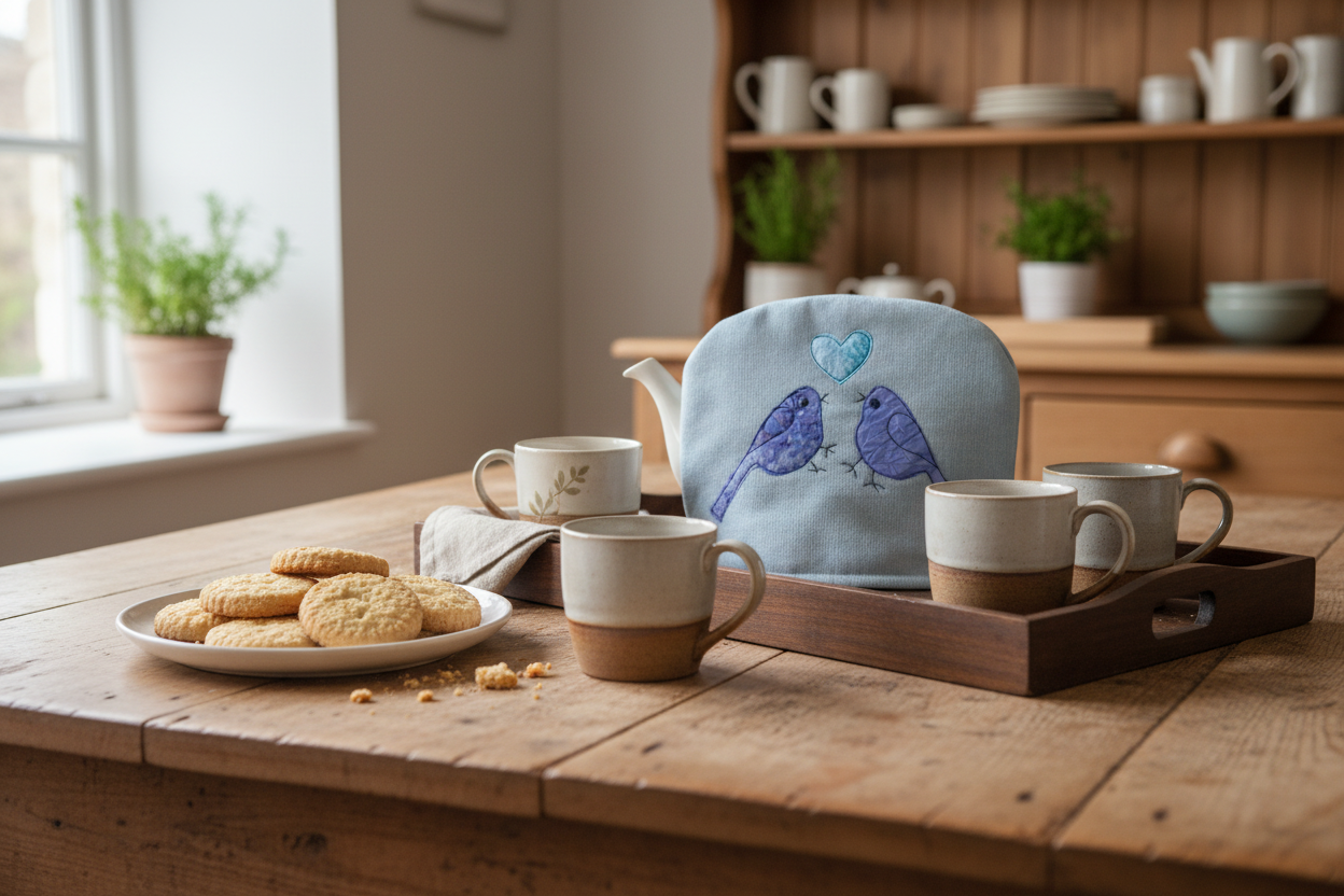 Small Blue Tea Cosy - Kitchen Scene