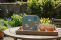 Small Green Tea Cosy on Patio Tray