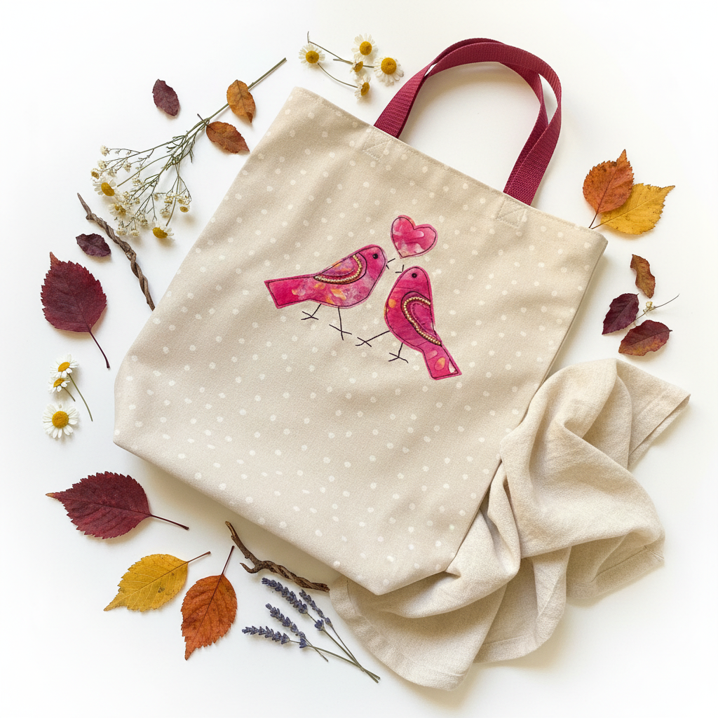 Two Pink Birds Shopping Tote
